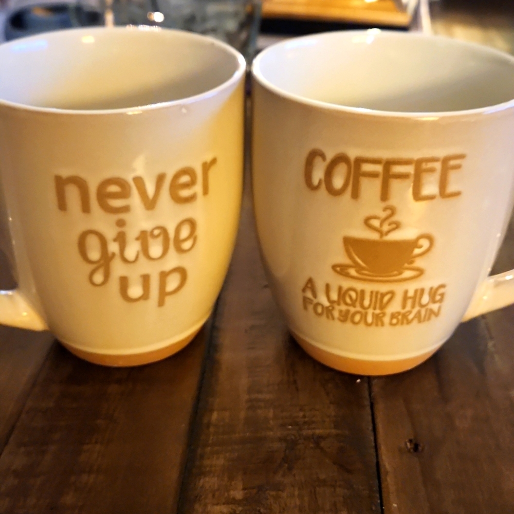 Unique Spectrum Inspirational Set of Nuetral Coffee Tea Mugs